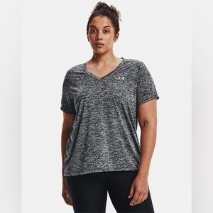 Under Armour Women's Heathered Grey V-Neck Tech Training Shirt Large